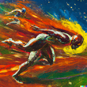 thumbnail for DALL·E 2022-08-21 15.03.04 - An expressive oil painting of a sprinter edging out their component at the finish line, depicted as an explosion of a nebula.png